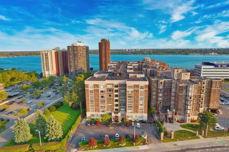 Detroit Riverfront Condo Drone Exterior By Greg Aubry Real Estate Photographer 768x512